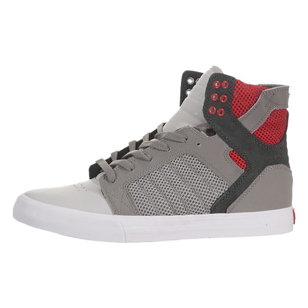 Supra Mens SkyTop High Top Shoes - Grey Red | Canada S7236-5B54